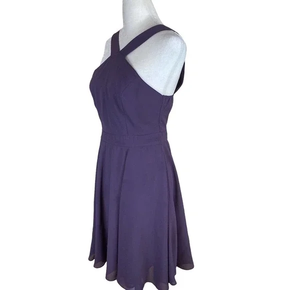 Lulus Forevermore Skater Dress In Dusty Purple Mini Halter S - Picture 4 of 8